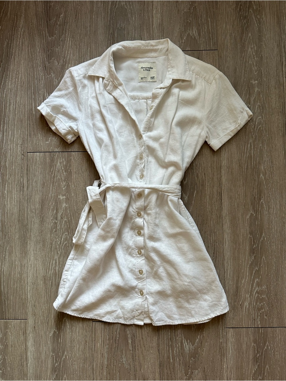 Abercrombie & Fitch White Linen Shirt Dress w/ Pockets